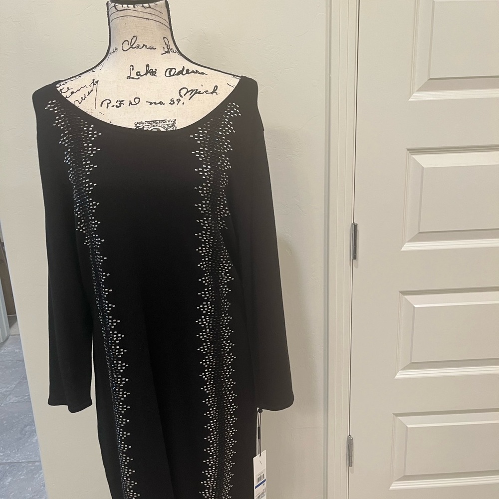 Calvin Klein Black Dress with Silver Sequins Detailing